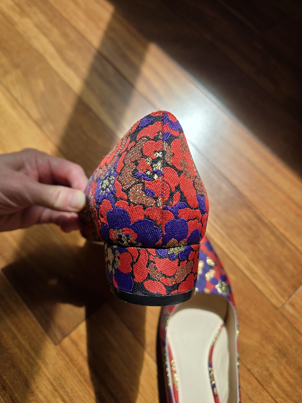 Cole Haan Red, Purple & Gold Floral Pointed Toe Flats - Picture 6 of 6